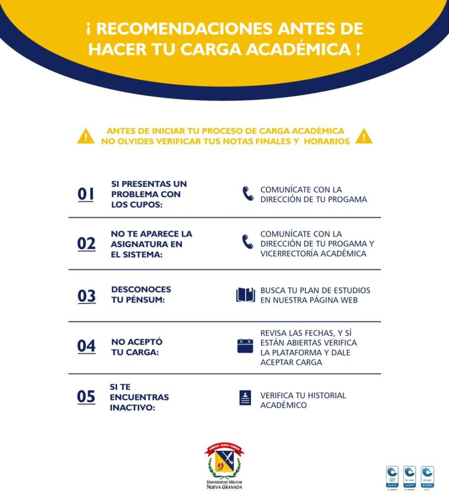 RECOMENDACIONES CARGA ACADEMICA