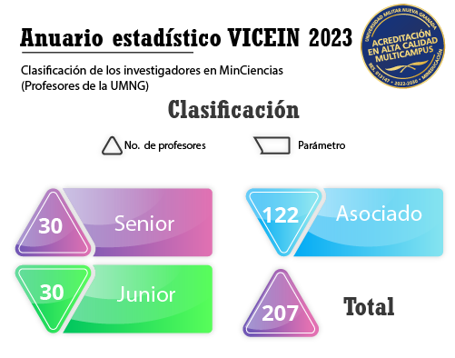 4.2.5. Clasificación de los investigadores en Minciencias (Profesores de la UMNG)