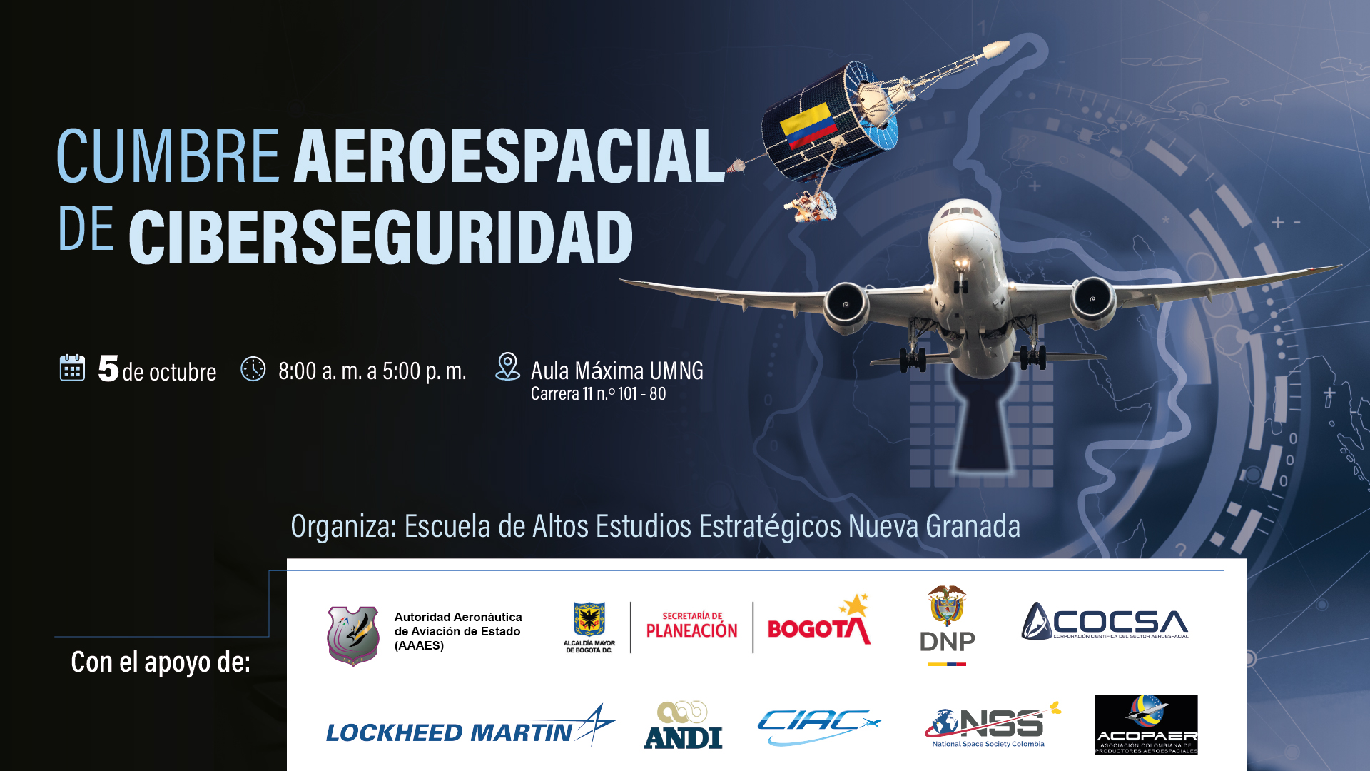 Web pantallas Cumbre aeroespacial y de ciberseguridad
