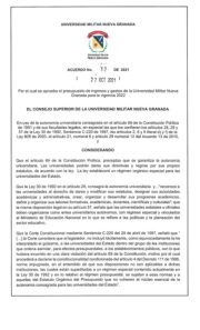Primera página de Acuerdo 12 de 27.10.2021