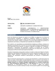 Primera página de Circular criterios anteproyecto de presupuesto 2022