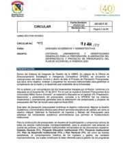 Primera página de Circular No. 003 de 2022 - Anteproyecto y Proyecto de Presupuesto vigencia 2023