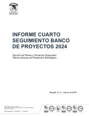 Primera página de Informe de seguimiento banco de proyecto 2024