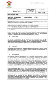 Primera página de la Directiva 0017 de 2025